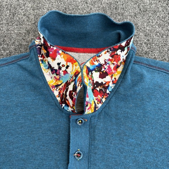 Robert Graham Polo‎ Shirt Mens XL Teal Classic Fit Short Sleeve Preppy Adult - Picture 3 of 7